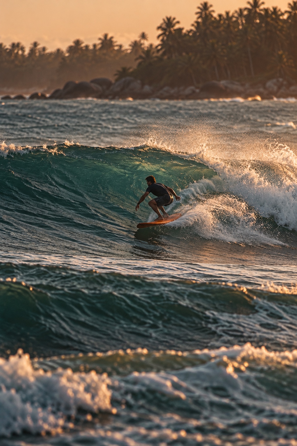 Arugam Bay surfing — generated editorial scene